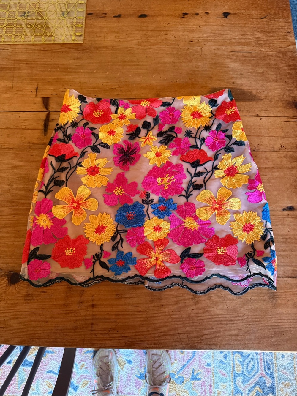 Milly Floral Embroidered Mini Skirt - Pink, Yellow, Blue, Black